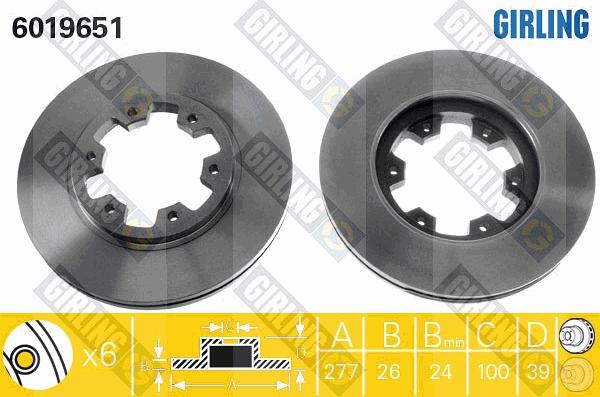 Girling 6019651 - Тормозной диск autospares.lv