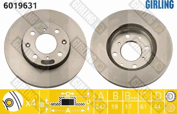 Girling 6019631 - Тормозной диск autospares.lv