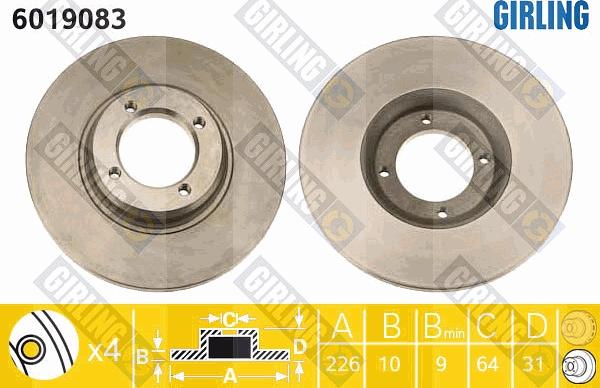 Girling 6019083 - Тормозной диск autospares.lv