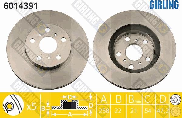 Girling 6014391 - Тормозной диск autospares.lv