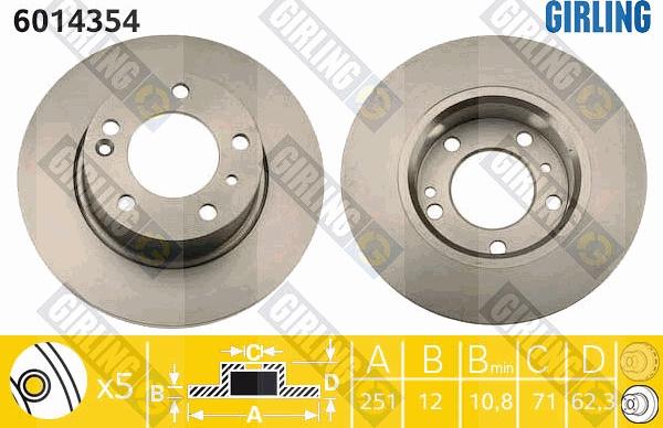 Girling 6014354 - Тормозной диск autospares.lv