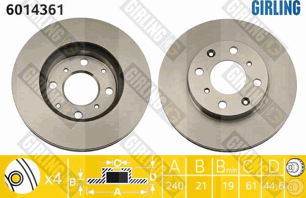 Girling 6014361 - Тормозной диск autospares.lv