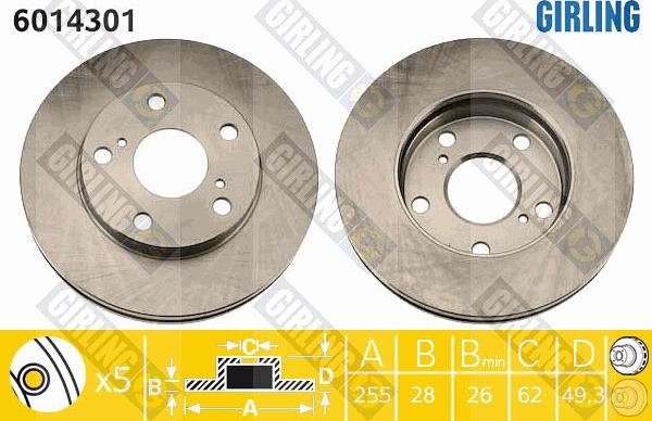 Girling 6014301 - Тормозной диск autospares.lv