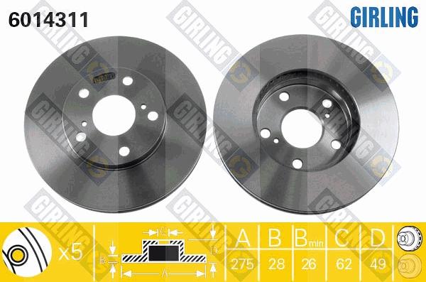 Girling 6014311 - Тормозной диск autospares.lv