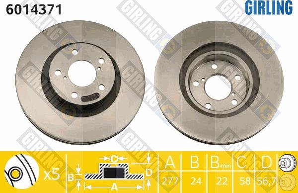 Girling 6014371 - Тормозной диск autospares.lv