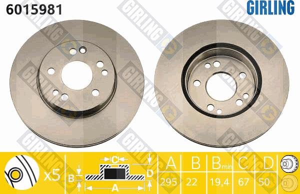 Girling 6015981 - Тормозной диск autospares.lv