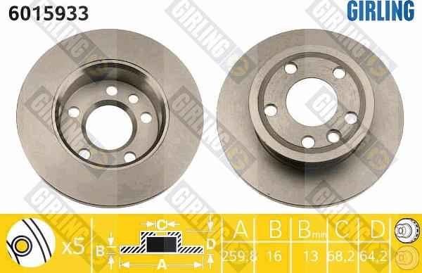 Girling 6015933 - Тормозной диск autospares.lv