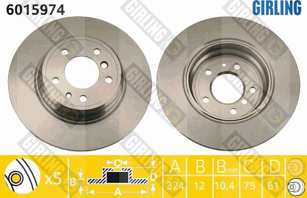 Girling 6015974 - Тормозной диск autospares.lv