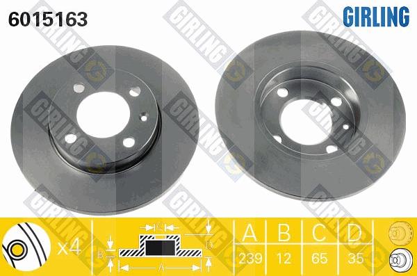 Girling 6015163 - Тормозной диск autospares.lv