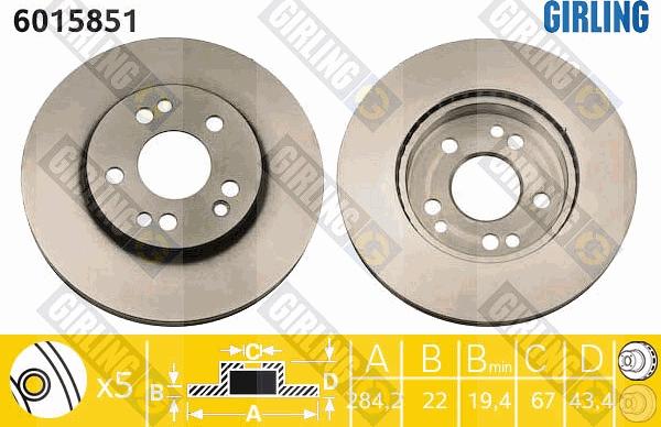 Girling 6015851 - Тормозной диск autospares.lv