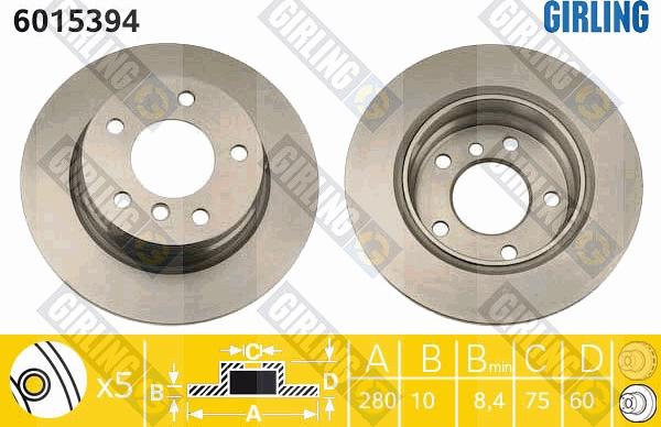 Girling 6015394 - Тормозной диск autospares.lv