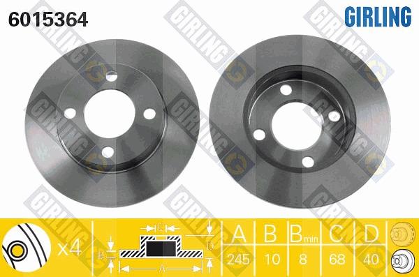 Girling 6015364 - Тормозной диск autospares.lv