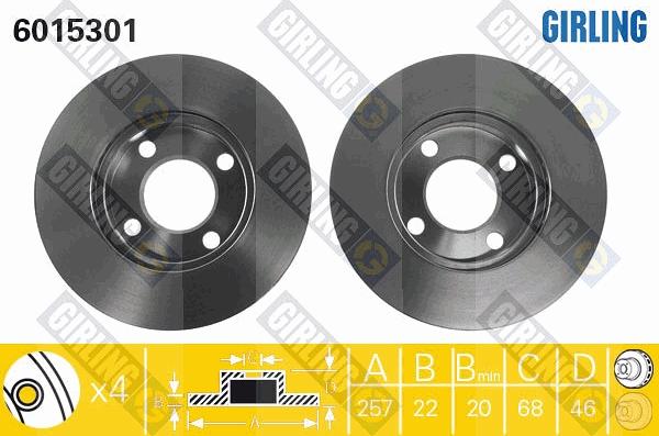 Girling 6015301 - Тормозной диск autospares.lv