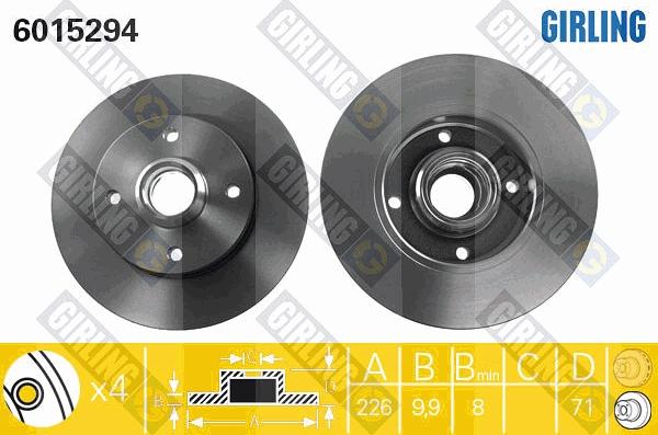 Girling 6015294 - Тормозной диск autospares.lv