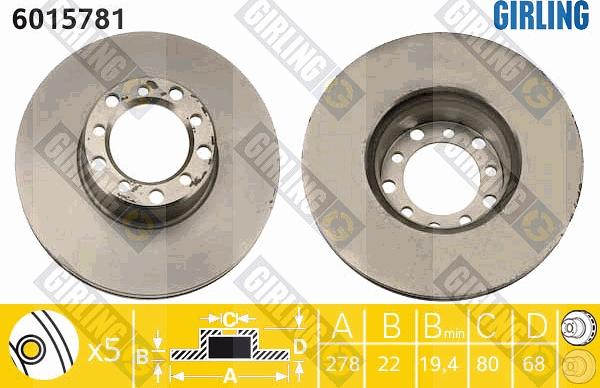 Girling 6015781 - Тормозной диск autospares.lv