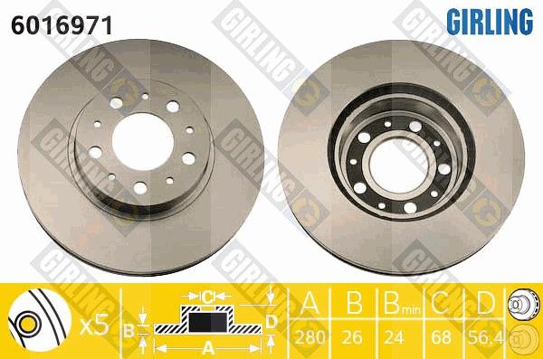 Girling 6016971 - Тормозной диск autospares.lv