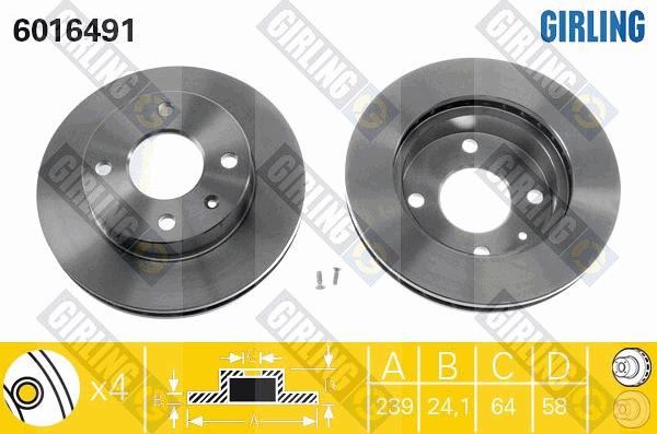 Girling 6016491 - Тормозной диск autospares.lv