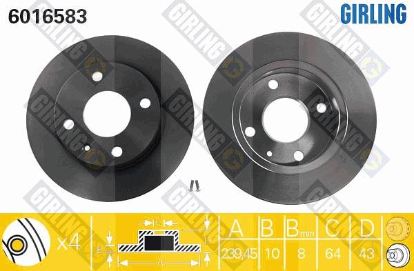 Girling 6016583 - Тормозной диск autospares.lv