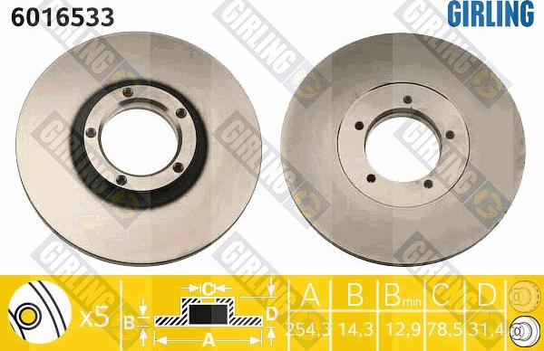 Girling 6016533 - Тормозной диск autospares.lv