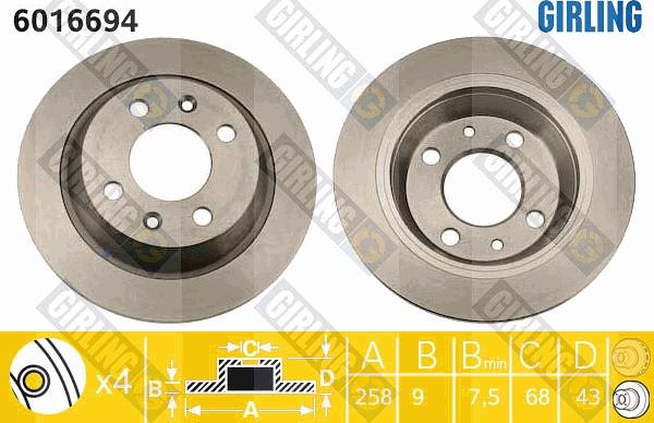 Girling 6016694 - Тормозной диск autospares.lv