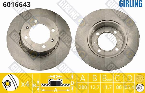 Girling 6016643 - Тормозной диск autospares.lv