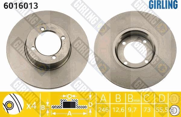 Girling 6016013 - Тормозной диск autospares.lv