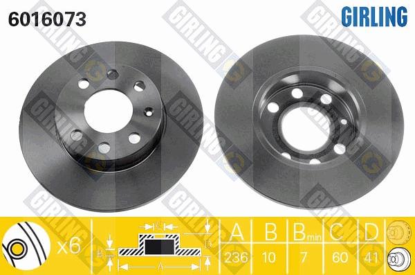 Girling 6016073 - Тормозной диск autospares.lv