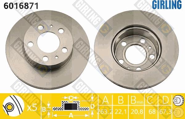 Girling 6016871 - Тормозной диск autospares.lv