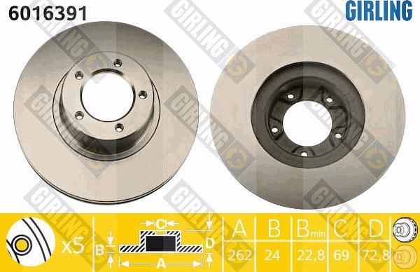 Girling 6016391 - Тормозной диск autospares.lv