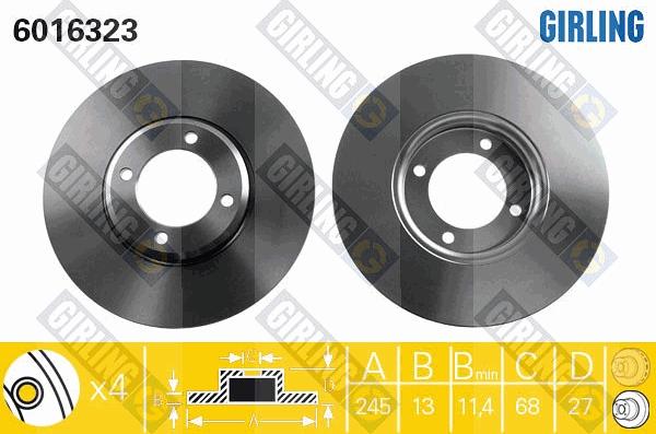 Girling 6016323 - Тормозной диск autospares.lv