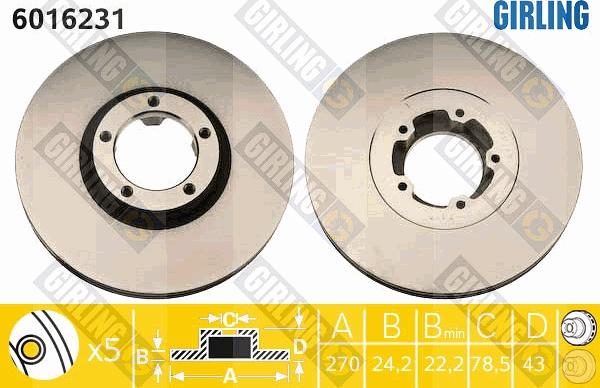 Girling 6016231 - Тормозной диск autospares.lv