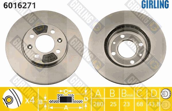 Girling 6016271 - Тормозной диск autospares.lv