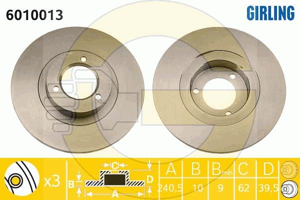 Girling 6010013 - Тормозной диск autospares.lv