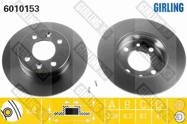 Girling 6010153 - Тормозной диск autospares.lv