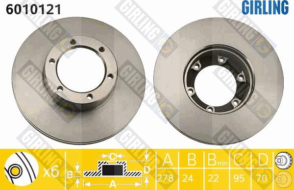 Girling 6010121 - Тормозной диск autospares.lv