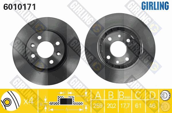 Girling 6010171 - Тормозной диск autospares.lv