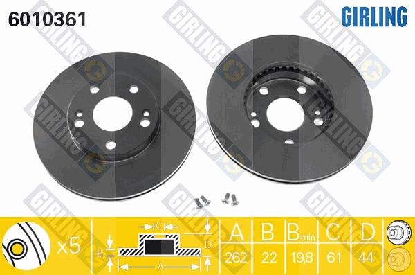 Girling 6010361 - Тормозной диск autospares.lv