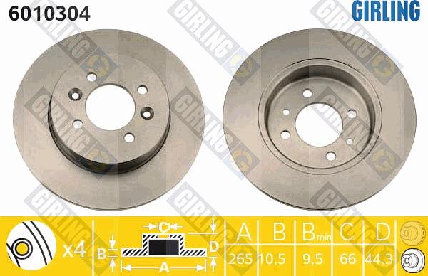 Girling 6010304 - Тормозной диск autospares.lv