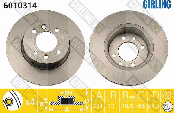 Girling 6010314 - Тормозной диск autospares.lv