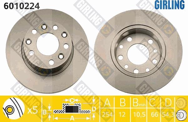 Girling 6010224 - Тормозной диск autospares.lv