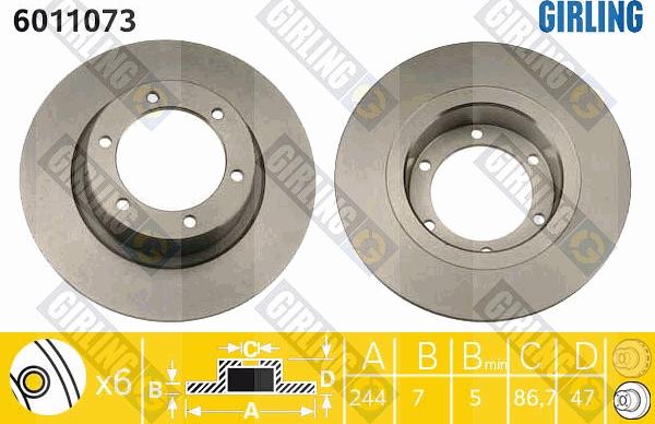 Girling 6011073 - Тормозной диск autospares.lv