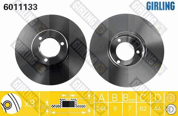 Girling 6011133 - Тормозной диск autospares.lv