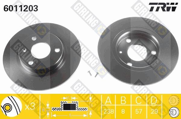 Girling 6011203 - Тормозной диск autospares.lv