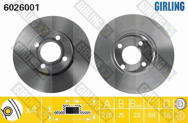 Girling 6026001 - Тормозной диск autospares.lv