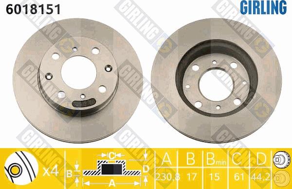 Girling 6018151 - Тормозной диск autospares.lv