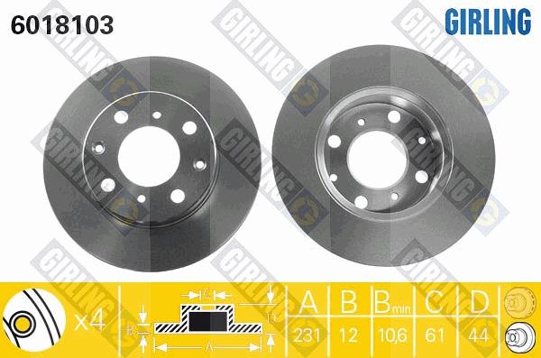 Girling 6018103 - Тормозной диск autospares.lv