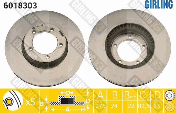 Girling 6018303 - Тормозной диск autospares.lv