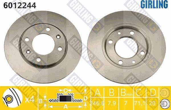 Girling 6012244 - Тормозной диск autospares.lv