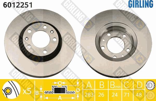 Girling 6012251 - Тормозной диск autospares.lv