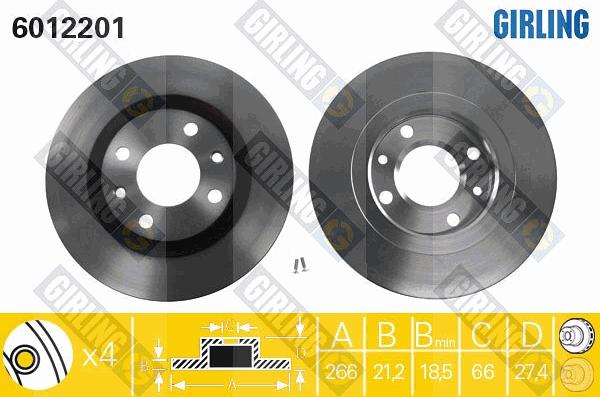 Girling 6012201 - Тормозной диск autospares.lv